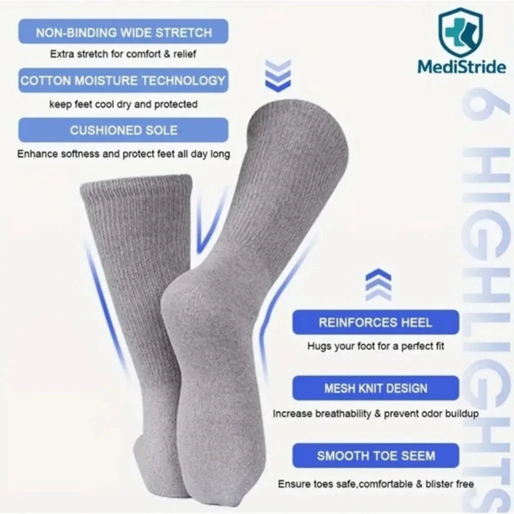 Calcetines Deportivos Para Diabéticos Sin Elástico Negros Unisex Varias Unidades